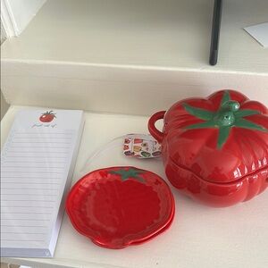 Red Tomato Ceramic Dish Set and shopping list